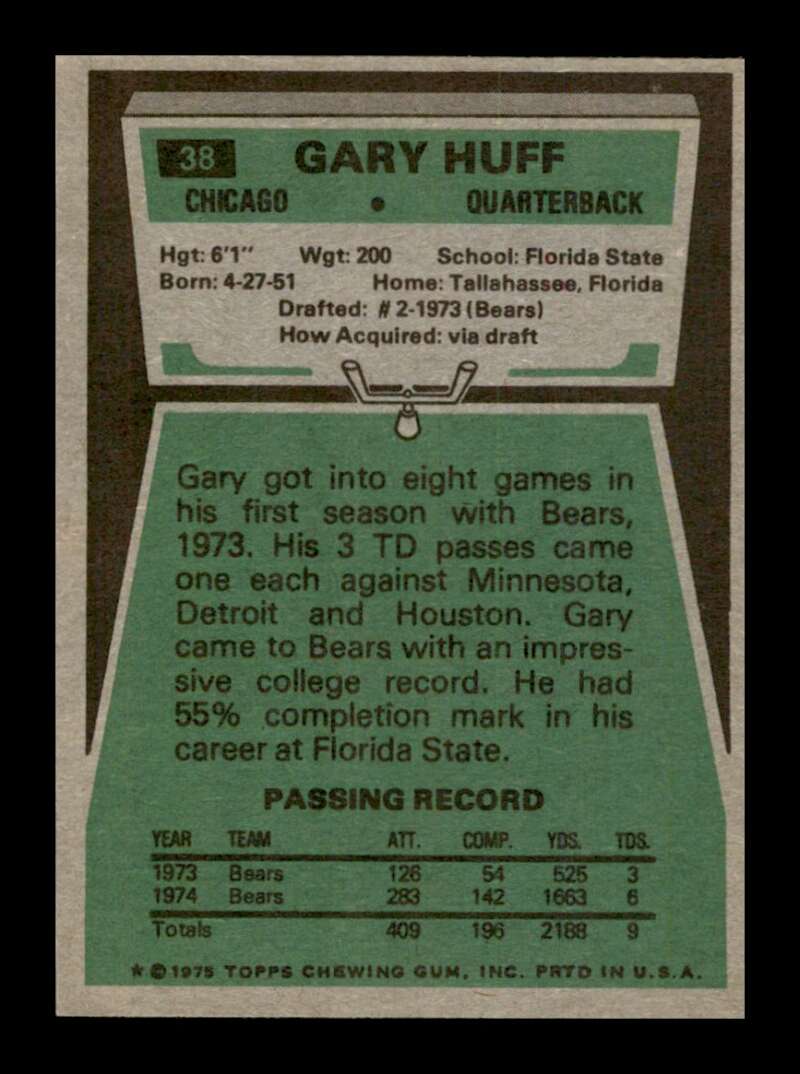 Load image into Gallery viewer, 1975 Topps Gary Huff #38 Chicago Bears Image 2
