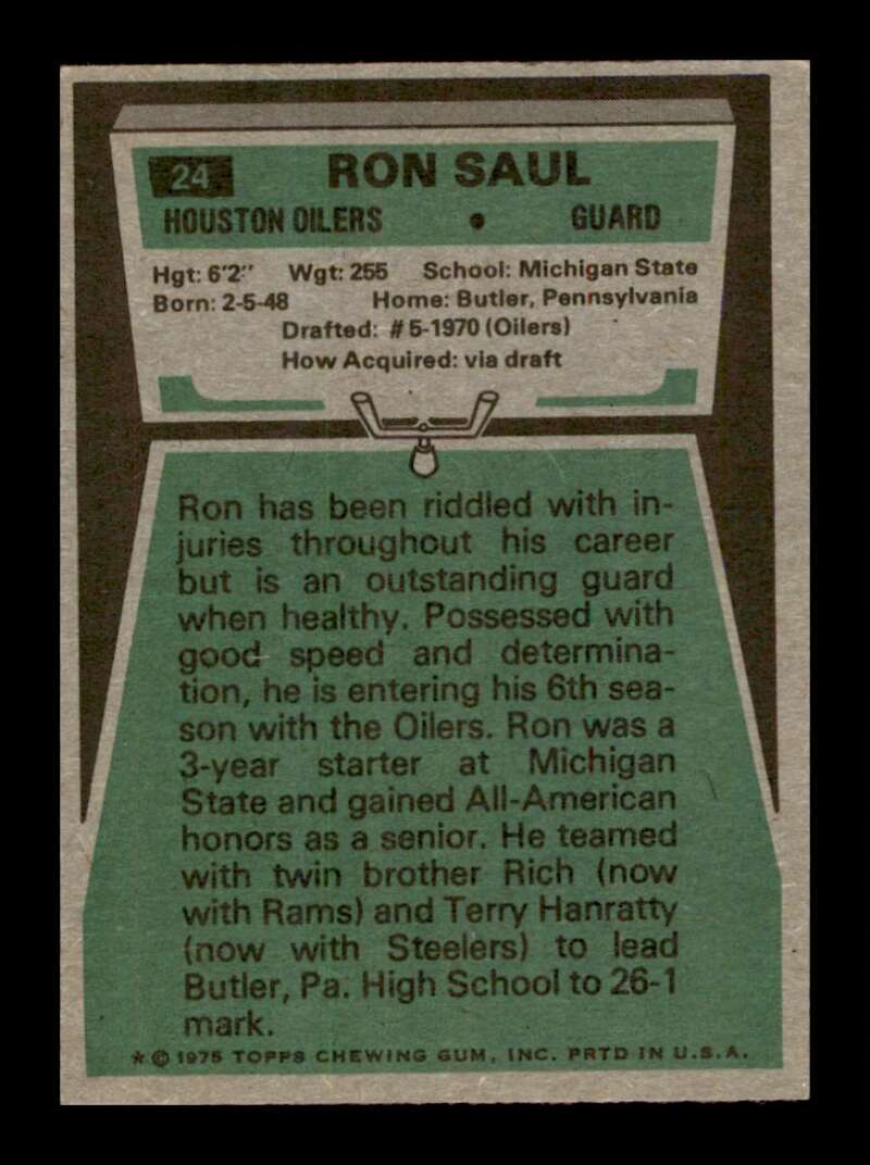 Load image into Gallery viewer, 1975 Topps Ron Saul #24 Houston Oilers Image 2
