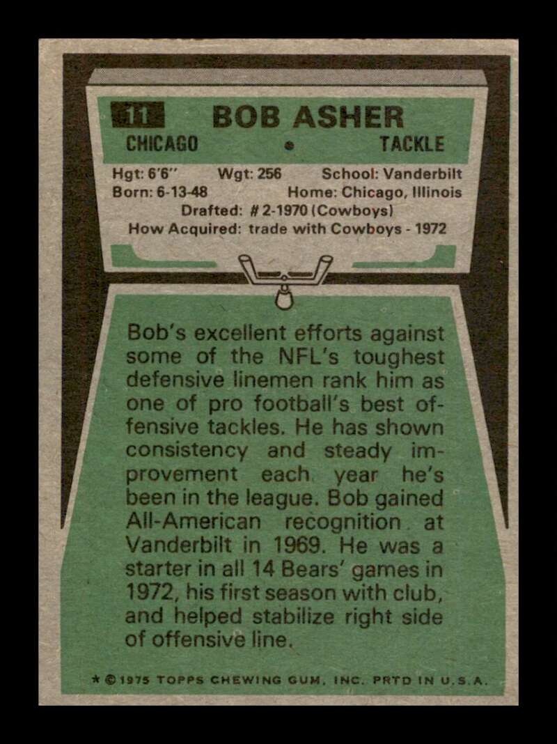 Load image into Gallery viewer, 1975 Topps Bob Asher #11 Chicago Bears Image 2
