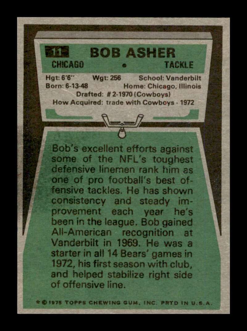 Load image into Gallery viewer, 1975 Topps Bob Asher #11 Chicago Bears Image 2
