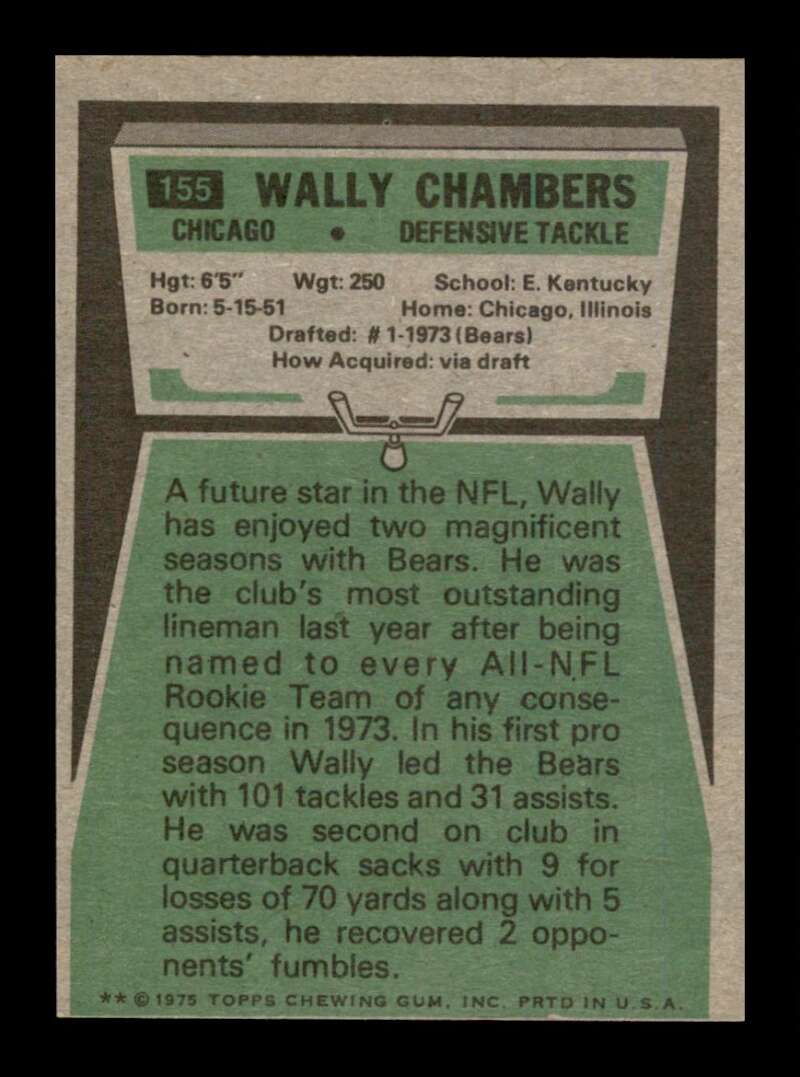 Load image into Gallery viewer, 1975 Topps Wally Chambers #155 Chicago Bears Image 2
