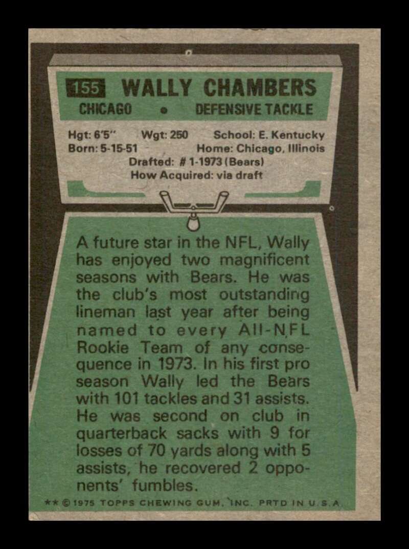 Load image into Gallery viewer, 1975 Topps Wally Chambers #155 Chicago Bears Image 2
