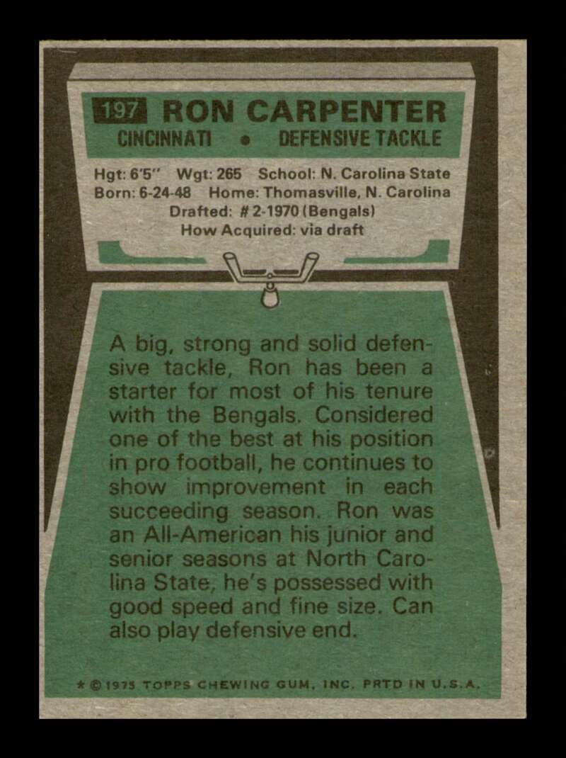 Load image into Gallery viewer, 1975 Topps Ron Carpenter #197 Cincinnati Bengals Image 2
