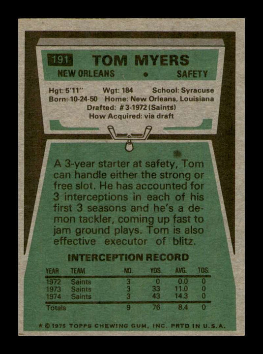 1975 Topps Tom Myers 