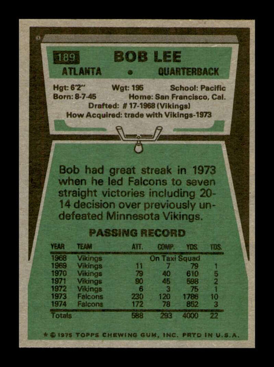 1975 Topps Bob Lee 