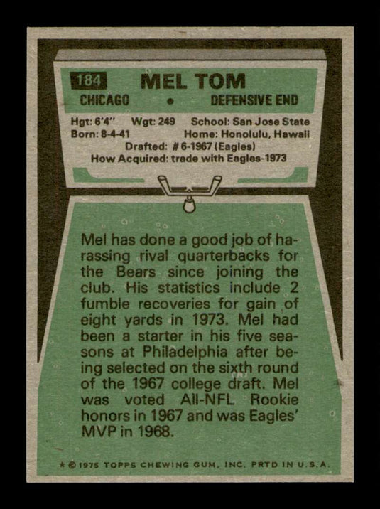 1975 Topps Mel Tom