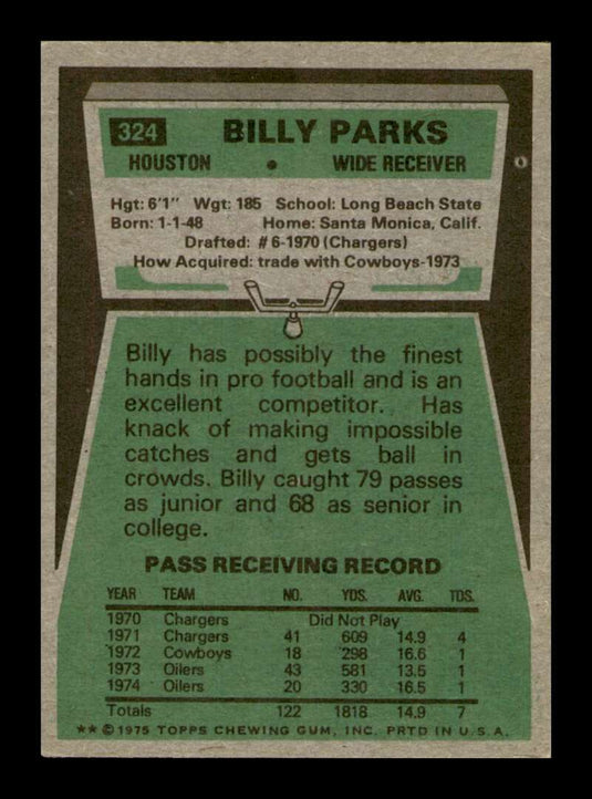 1975 Topps Billy Parks