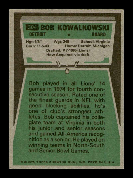 1975 Topps Bob Kowalkowski