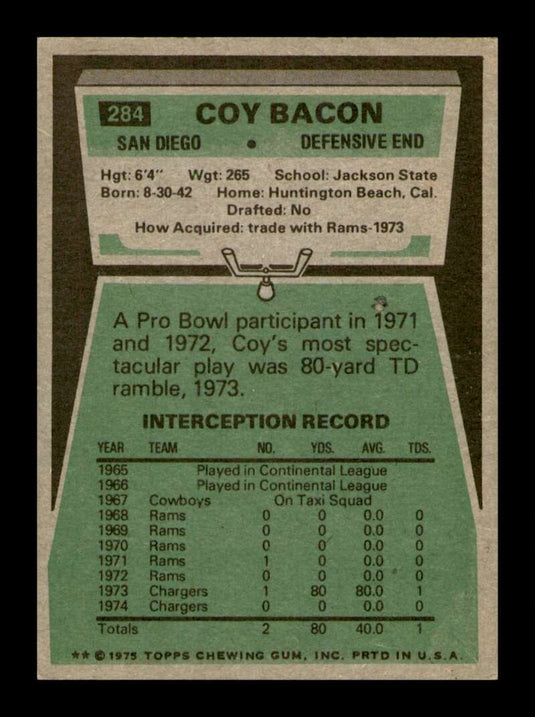 1975 Topps Coy Bacon 