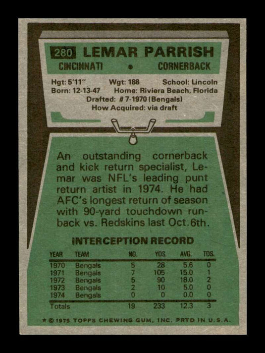 1975 Topps Lemar Parrish 