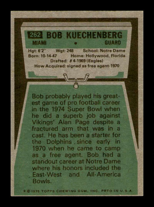 1975 Topps Bob Kuechenberg