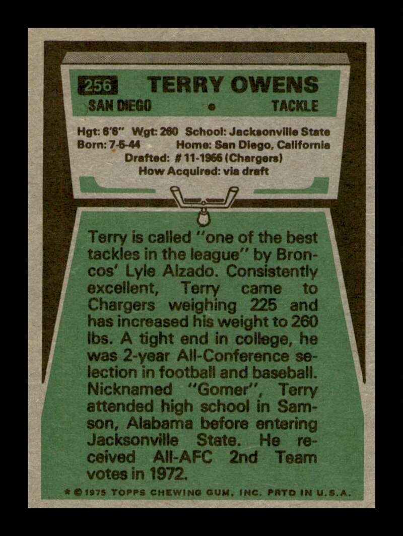 Load image into Gallery viewer, 1975 Topps Terry Owens #256 San Diego Chargers Image 2
