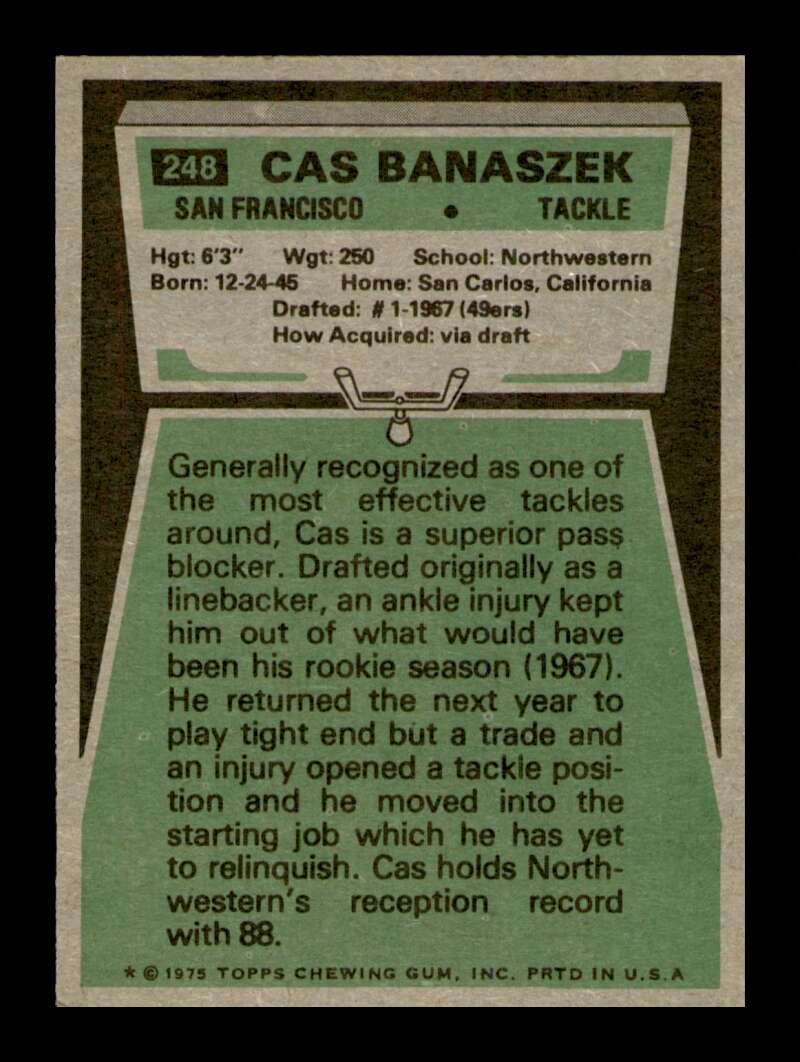 Load image into Gallery viewer, 1975 Topps Cas Banaszek #248 San Francisco 49ers Image 2
