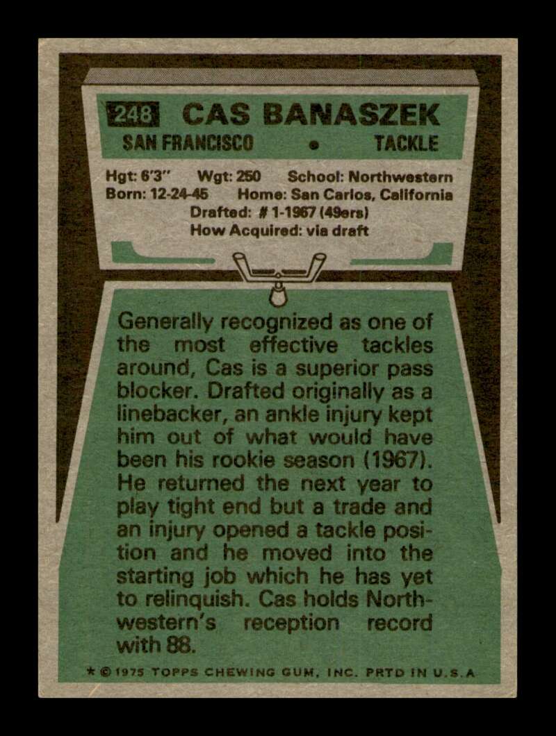 Load image into Gallery viewer, 1975 Topps Cas Banaszek #248 San Francisco 49ers Image 2
