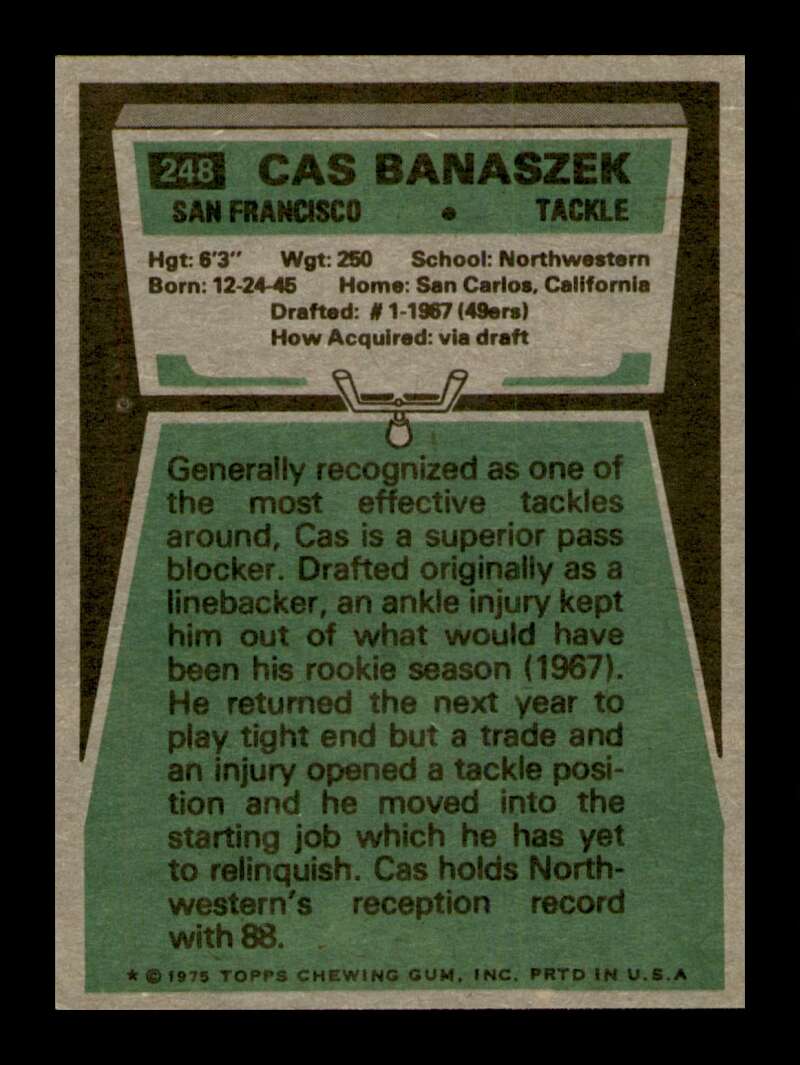 Load image into Gallery viewer, 1975 Topps Cas Banaszek #248 San Francisco 49ers Image 2
