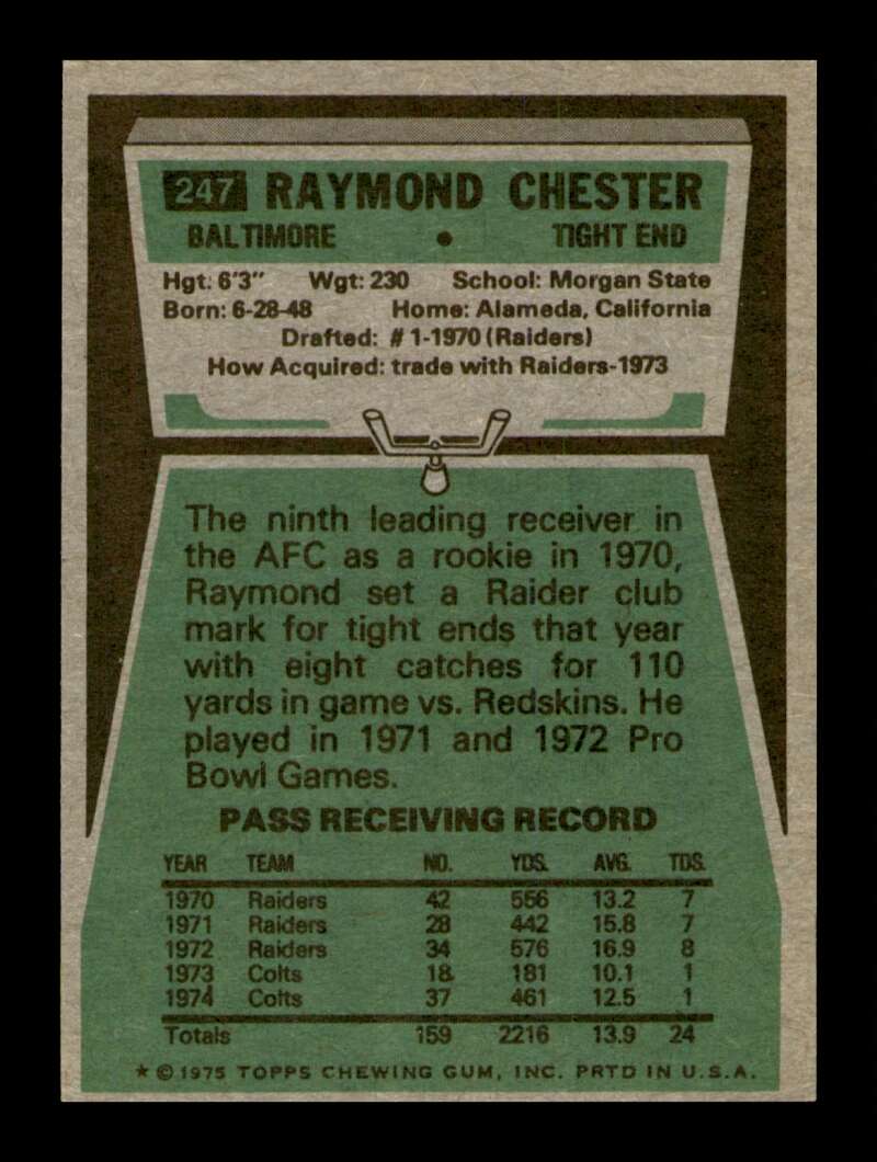 Load image into Gallery viewer, 1975 Topps Raymond Chester #247 Baltimore Colts Image 2
