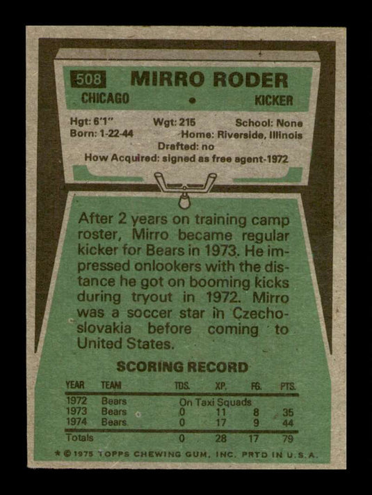 1975 Topps Mirro Roder 