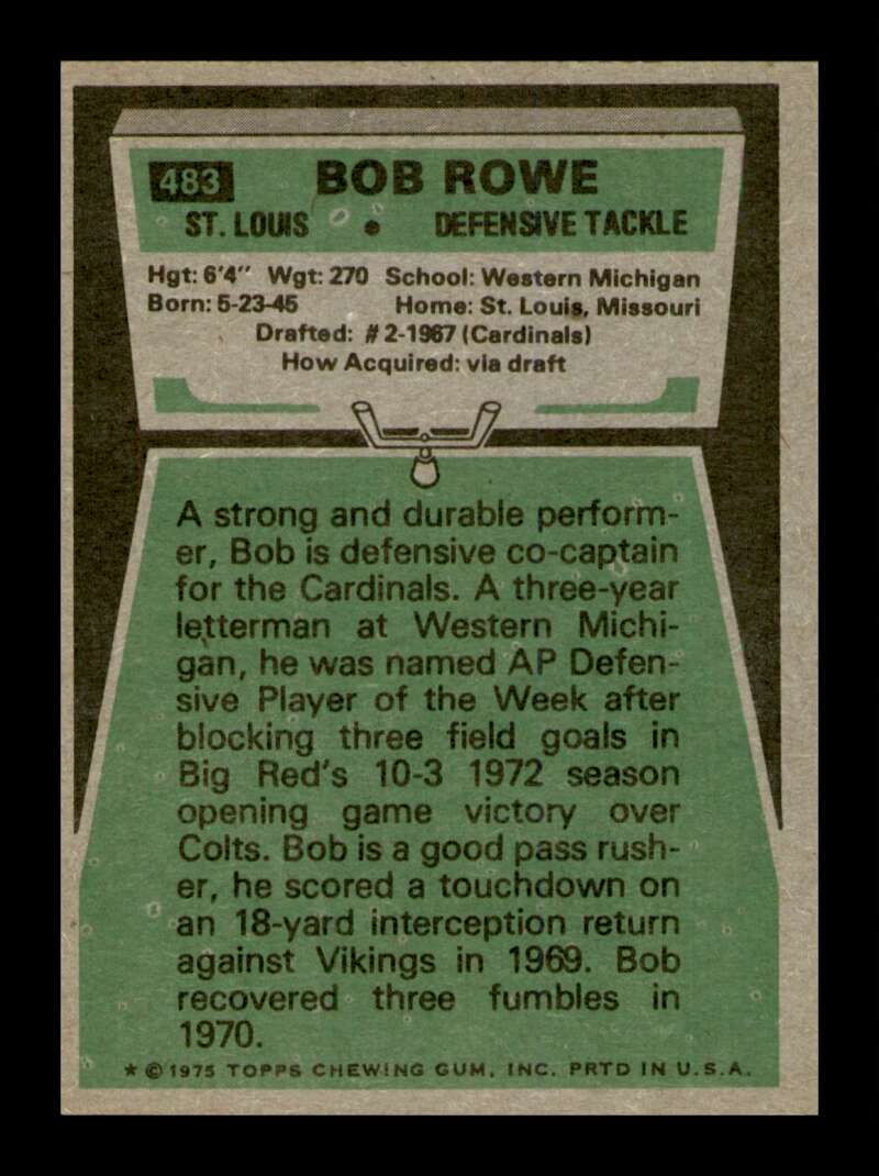 Load image into Gallery viewer, 1975 Topps Bob Rowe #483 St. Louis Cardinals Image 2
