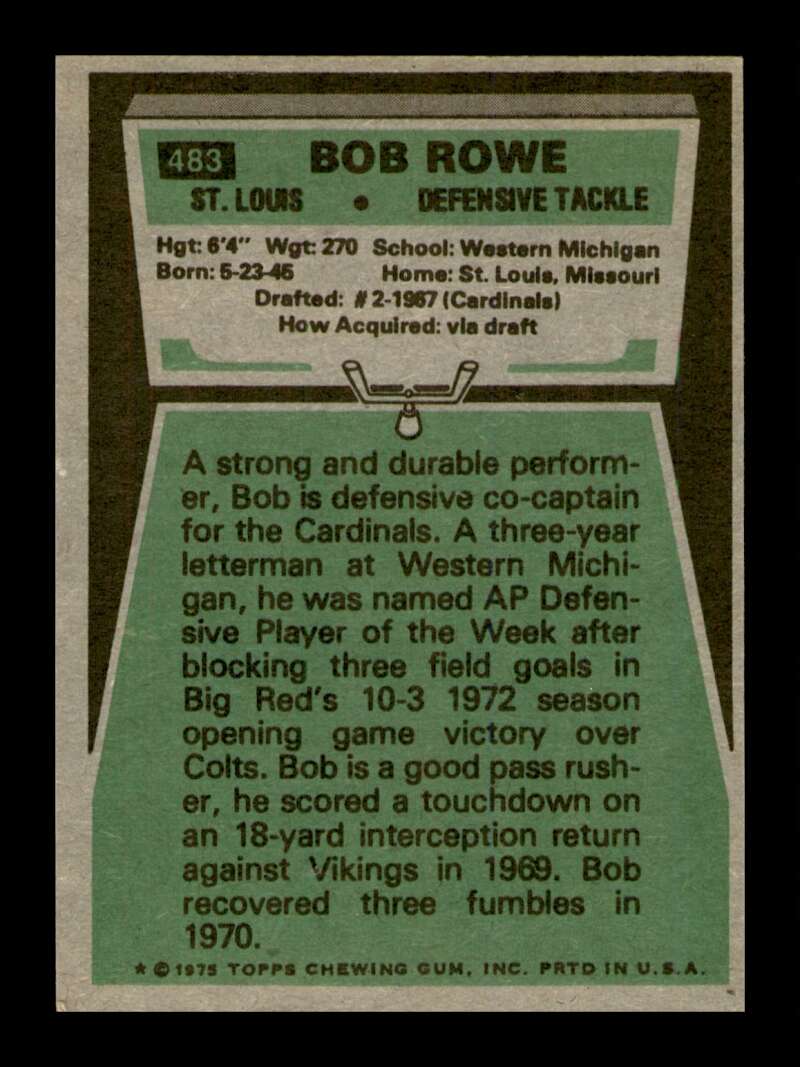 Load image into Gallery viewer, 1975 Topps Bob Rowe #483 St. Louis Cardinals Image 2
