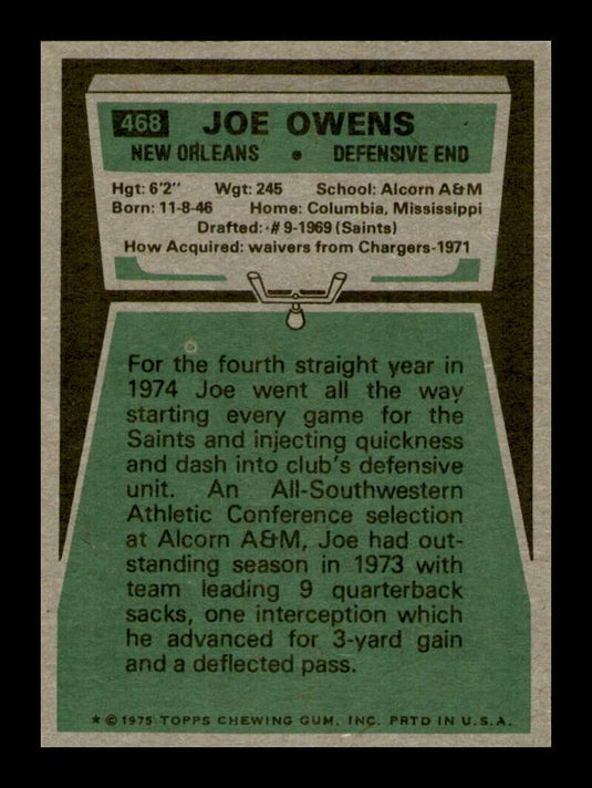 1975 Topps Joe Owens 