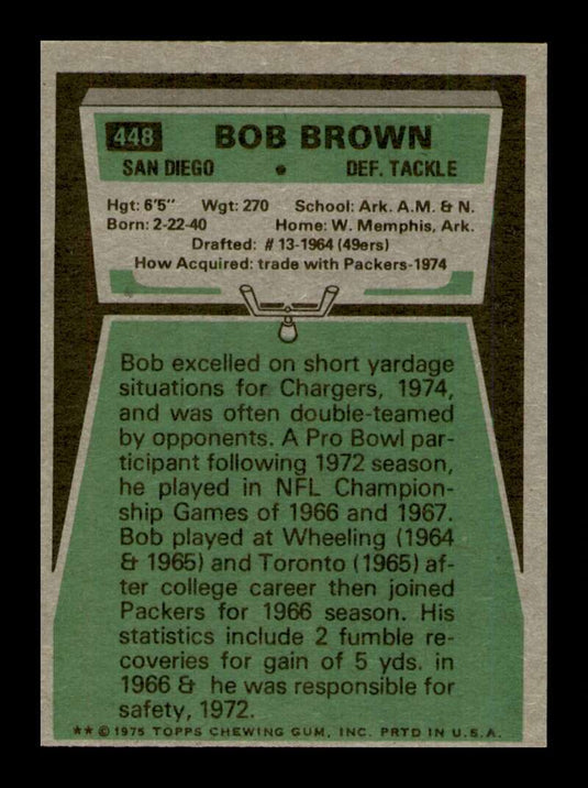 1975 Topps Bob Brown