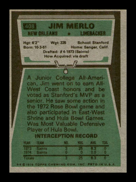 1975 Topps Jim Merlo