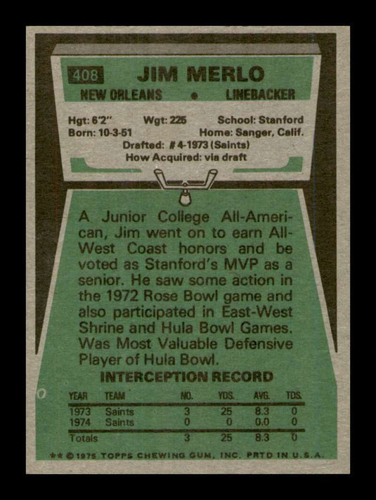 1975 Topps Jim Merlo 