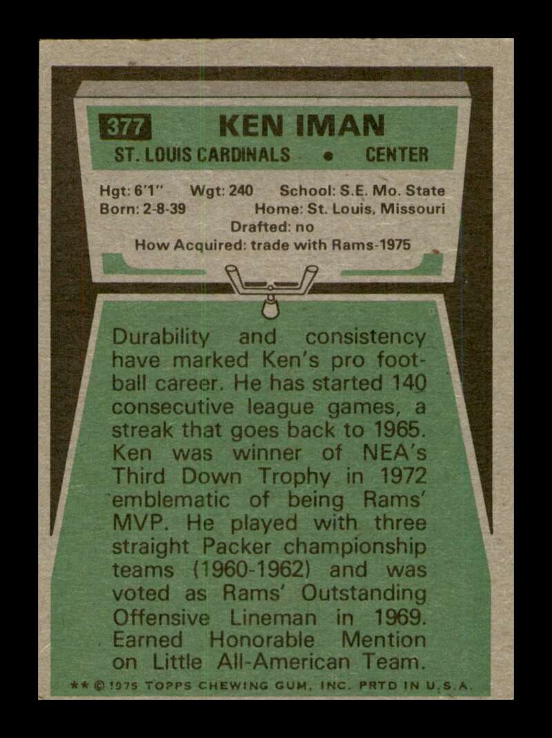 Load image into Gallery viewer, 1975 Topps Ken Iman #377 St. Louis Cardinals Image 2
