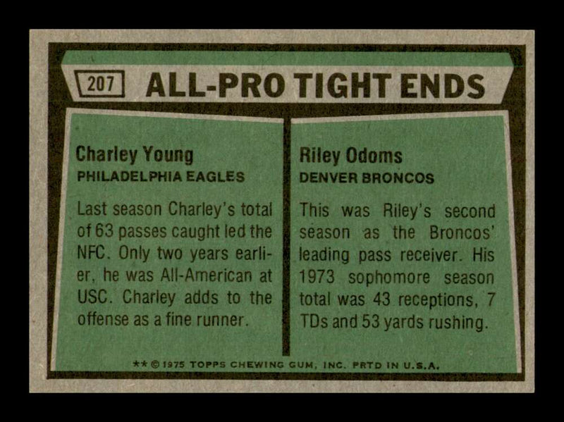 Load image into Gallery viewer, 1975 Topps Charley Young Riley Odoms #207 Philadelphia Eagles Denver Broncos Image 2
