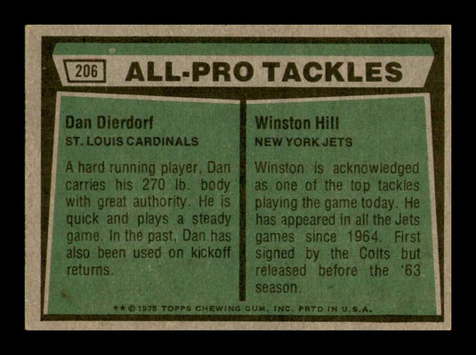 1975 Topps Dan Dierdorf Winston Hill