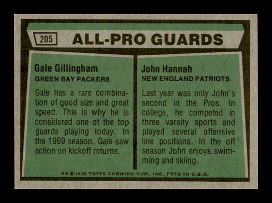 1975 Topps Gale Gillingham John Hannah 