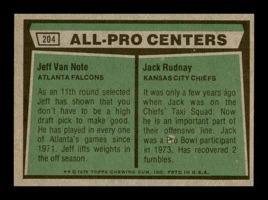 1975 Topps Jeff Van Note Jack Rudnay 