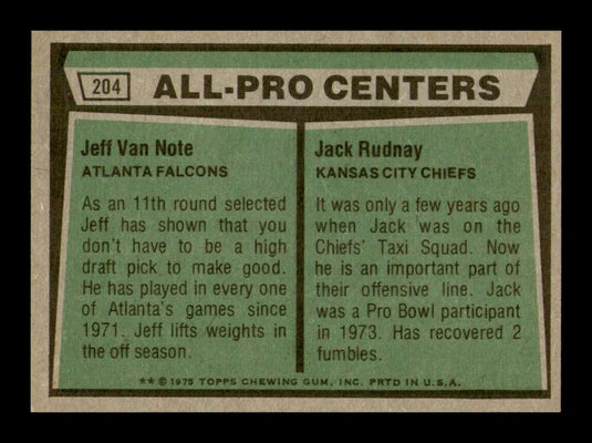 1975 Topps Jeff Van Note Jack Rudnay 