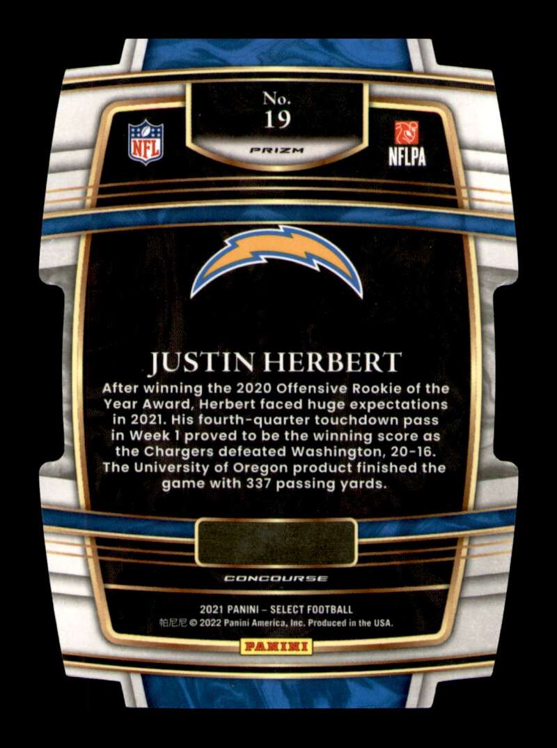 Load image into Gallery viewer, 2021 Panini Select Silver Prizm Die Cut Justin Herbert #19 Los Angeles Chargers Image 2
