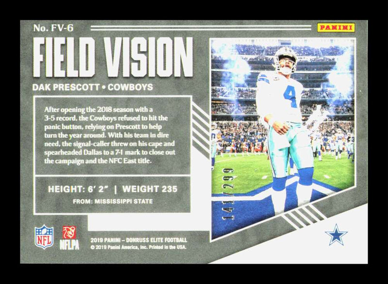 Load image into Gallery viewer, 2019 Panini Donruss Elite Field Vision Dak Prescott #FV-6 Dallas Cowboys /299 Image 2
