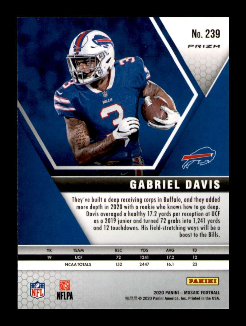 Load image into Gallery viewer, 2020 Panini Mosaic Silver Mosaic Prizm Gabriel Davis #239 Rookie RC Bills  Image 2
