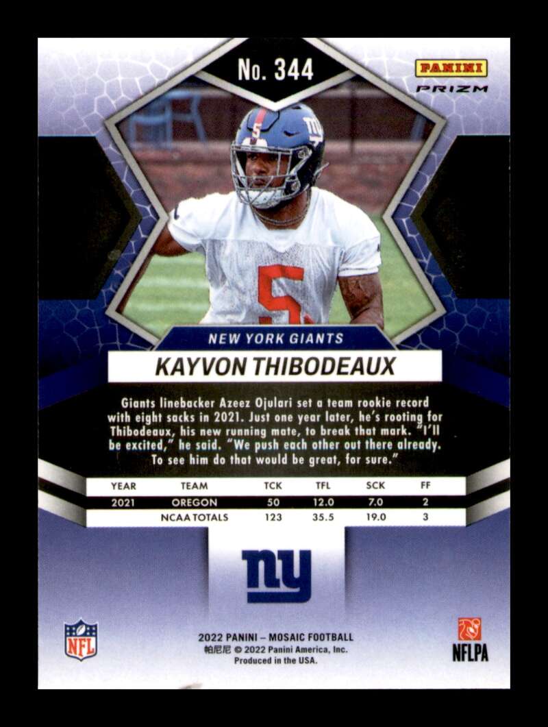 Load image into Gallery viewer, 2022 Panini Mosaic Pink Camo Prizm Kayvon Thibodeaux #344 Rookie RC Giants Image 2
