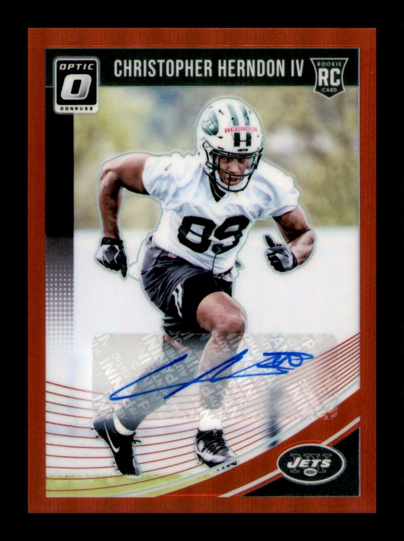 Load image into Gallery viewer, 2018 Donruss Optic Red Prizm Auto Christopher Herndon #134 Rookie RC Jets /50  Image 1
