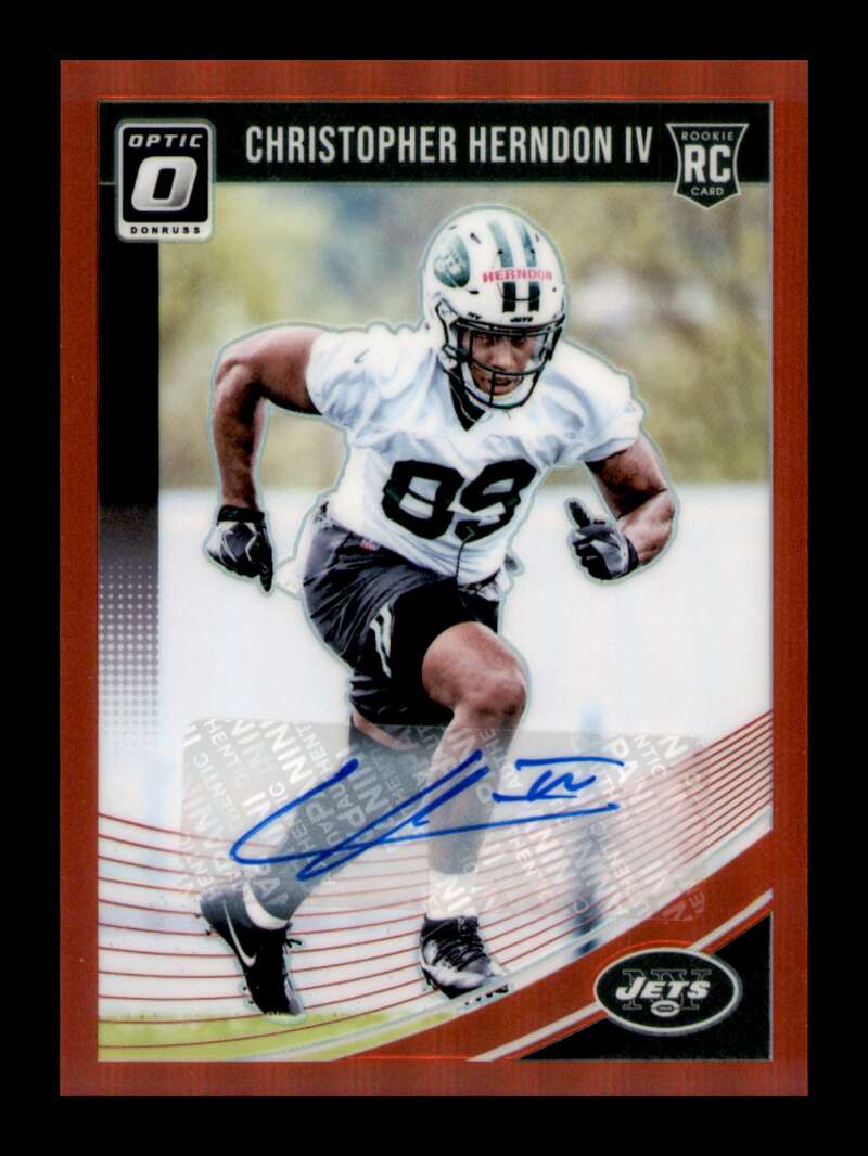 Load image into Gallery viewer, 2018 Donruss Optic Red Prizm Auto Christopher Herndon #134 Rookie RC Jets /50  Image 1
