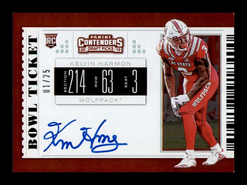 Load image into Gallery viewer, 2019 Contenders Draft Bowl Ticket Auto Kelvin Harmon #114 Rookie RC NC State /25 Image 1
