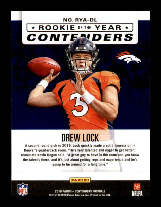 2019 Panini Contenders Rookie Of The Year Silver Drew Lock 