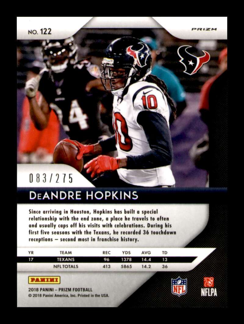 Load image into Gallery viewer, 2018 Panini Prizm Hyper Prizm DeAndre Hopkins #122 SP Houston Texans /275 Image 2
