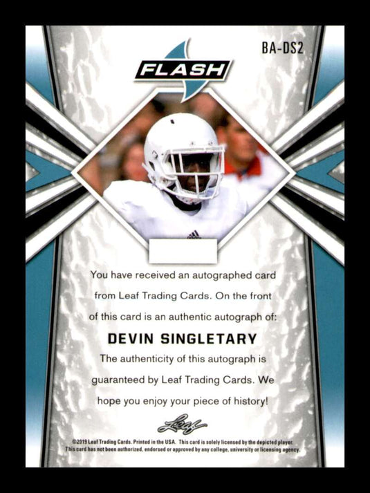 2019 Leaf Flash Auto Devin Singletary 