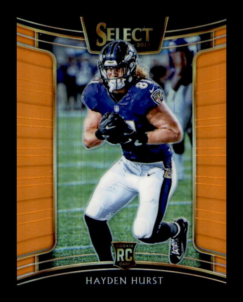 Load image into Gallery viewer, 2018 Panini Select Orange Prizm Hayden Hurst #68 Rookie RC Baltimore Ravens /49 Image 1
