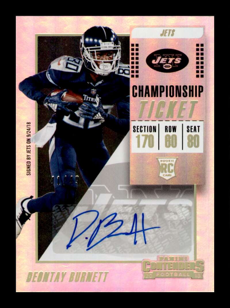 Load image into Gallery viewer, 2018 Contenders Championship Ticket Auto Deontay Burnett #199 Rookie RC SP /49  Image 1
