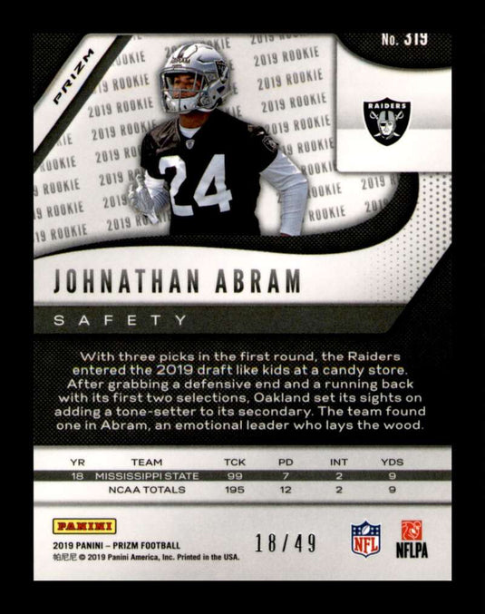 2019 Panini Prizm Purple Power Prizm Johnathan Abram