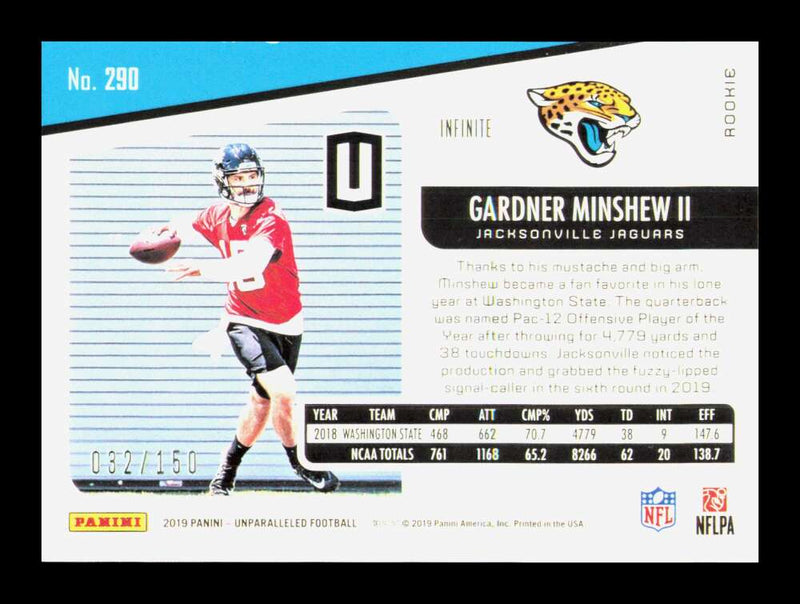 Load image into Gallery viewer, 2019 Panini Unparalleled Infinite Gardner Minshew II #290 Rookie RC SP /150  Image 2
