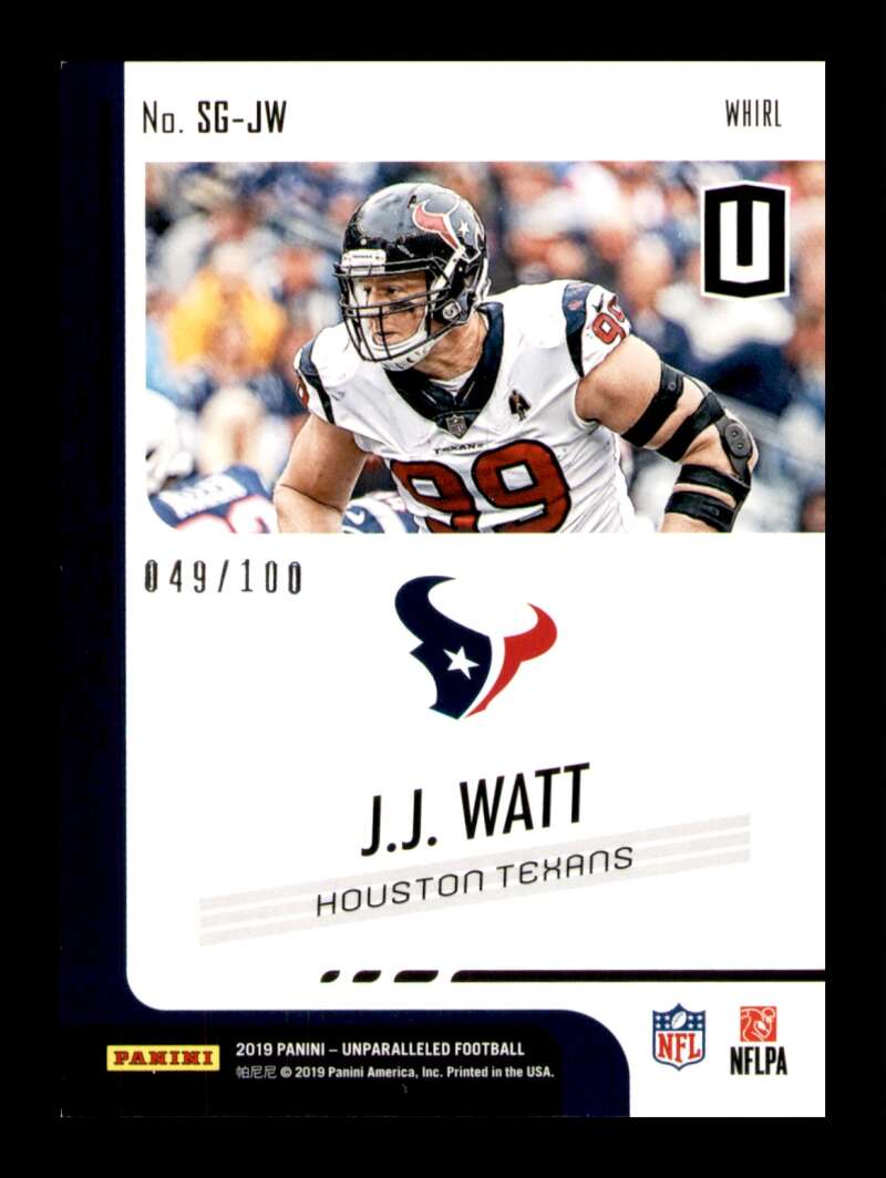 Load image into Gallery viewer, 2019 Panini Unparalleled Spirit of the Game Whirl J.J. Watt #SG-JW Texans /100  Image 2
