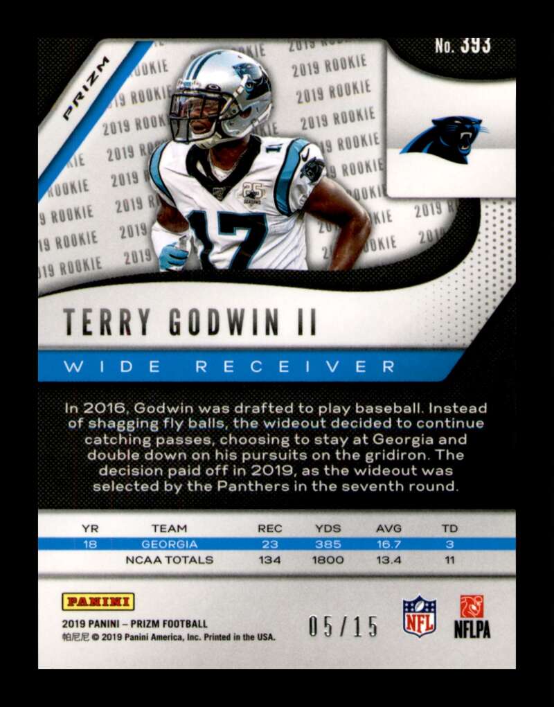 Load image into Gallery viewer, 2019 Panini Prizm Red Shimmer Prizm Terry Godwin #393 Rookie RC SP SSP /15 Image 2
