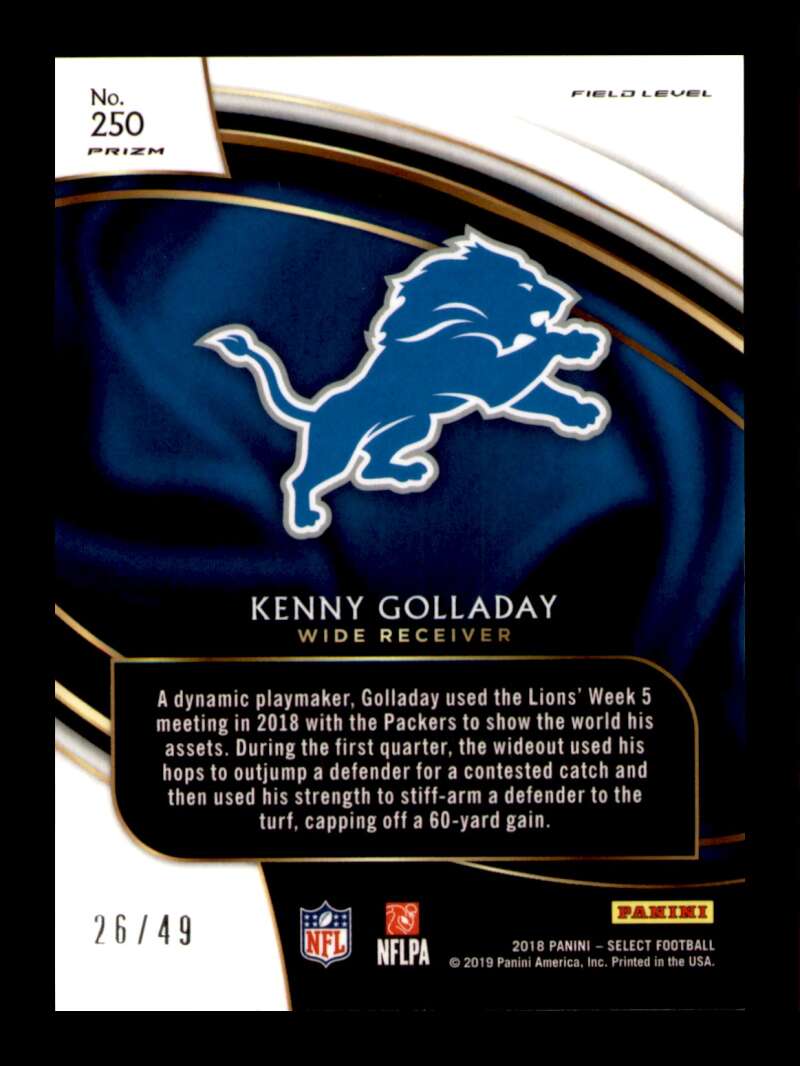 Load image into Gallery viewer, 2018 Panini Select Red Prizm Kenny Golladay #250 Field Level Detroit Lions /49 Image 2
